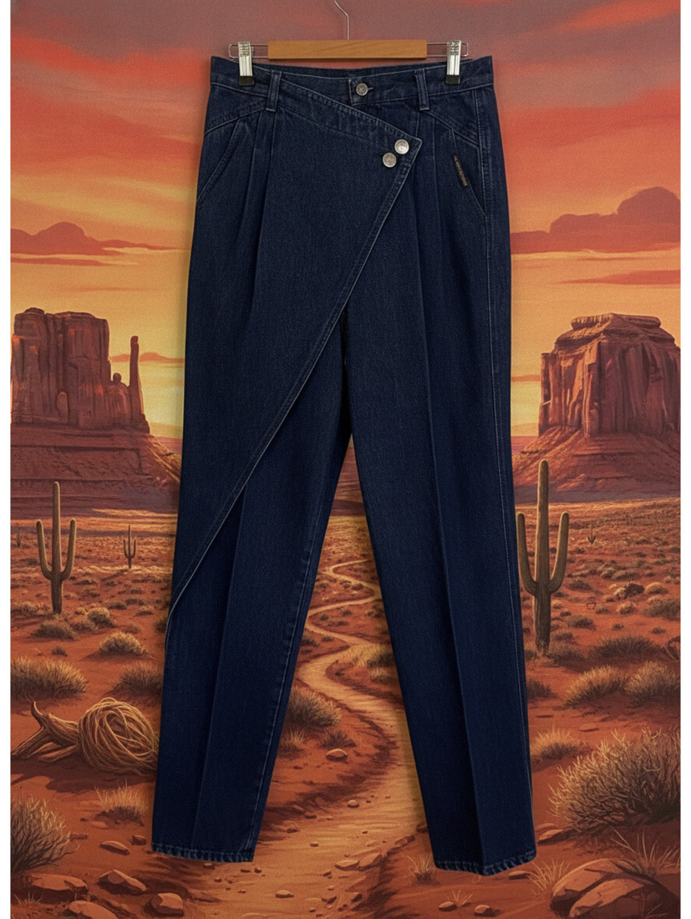 Vintage Rockies Dark Wash Denim Wrap Front Jeans Size 31 x 11